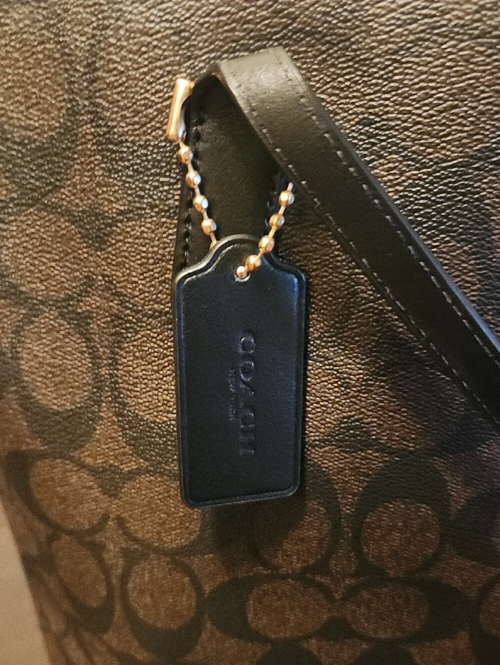 Coach Brown and Black Signature Monogram Tote with Gold Hardware - Picture 2 of 8
